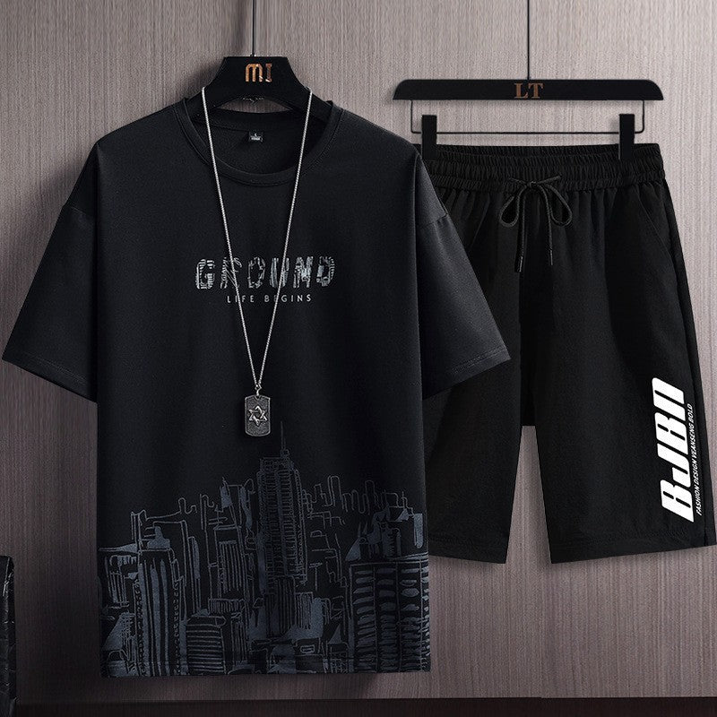 Men's Fashion Printed Short-sleeved T-shirt Shorts - Willy05Boutique