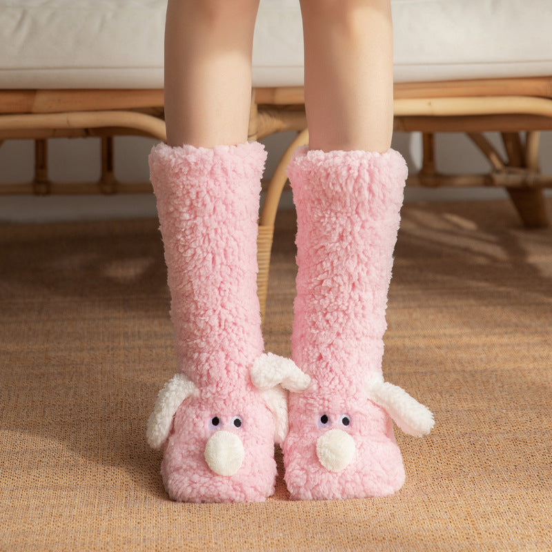 Cute Cartoon Dog Winter Floor Socks for Women